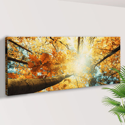 Ground View Autumn Trees Canvas Wall Art