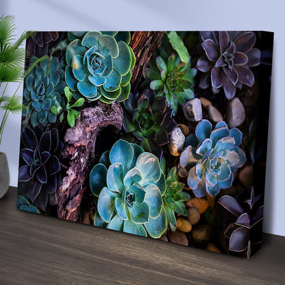 Green And Purple Succulents Canvas Wall Art (Free Shipping)