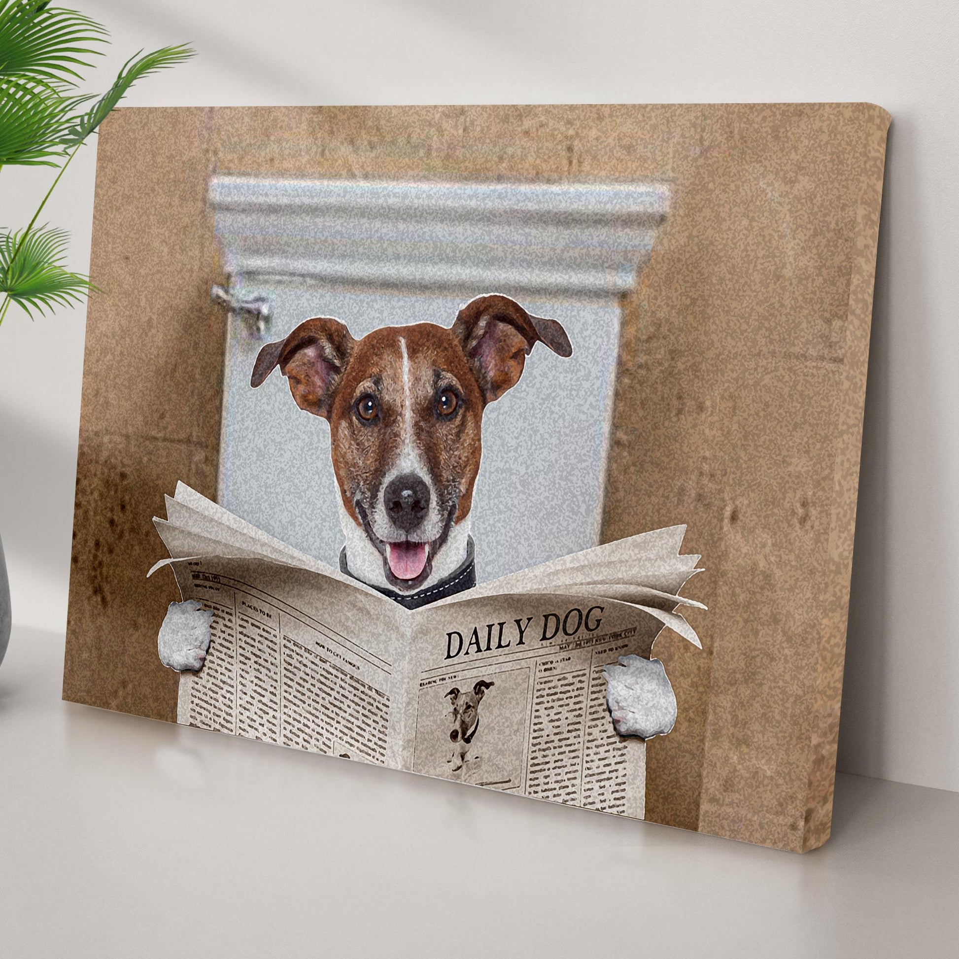 Dog Reading The Newspaper Canvas Wall Art II