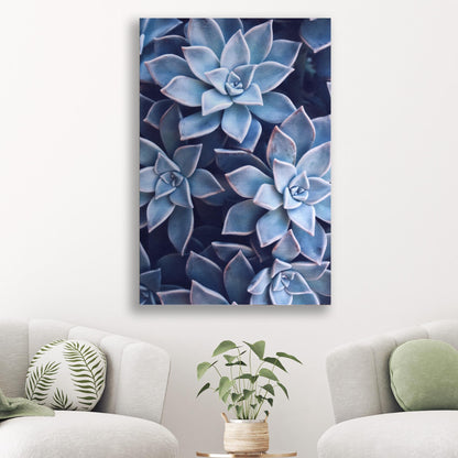 Teal Rose Succulent Canvas Wall Art