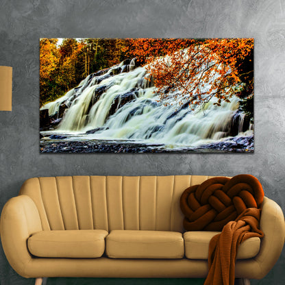Waterfalls In Autumn Canvas Wall Art