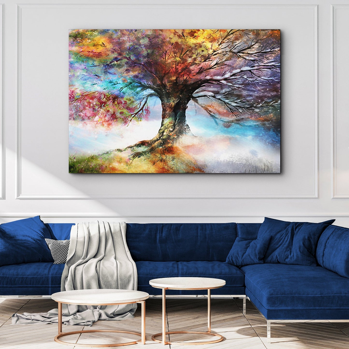 Rainbow Season Tree Canvas Wall Art (Free Shipping)