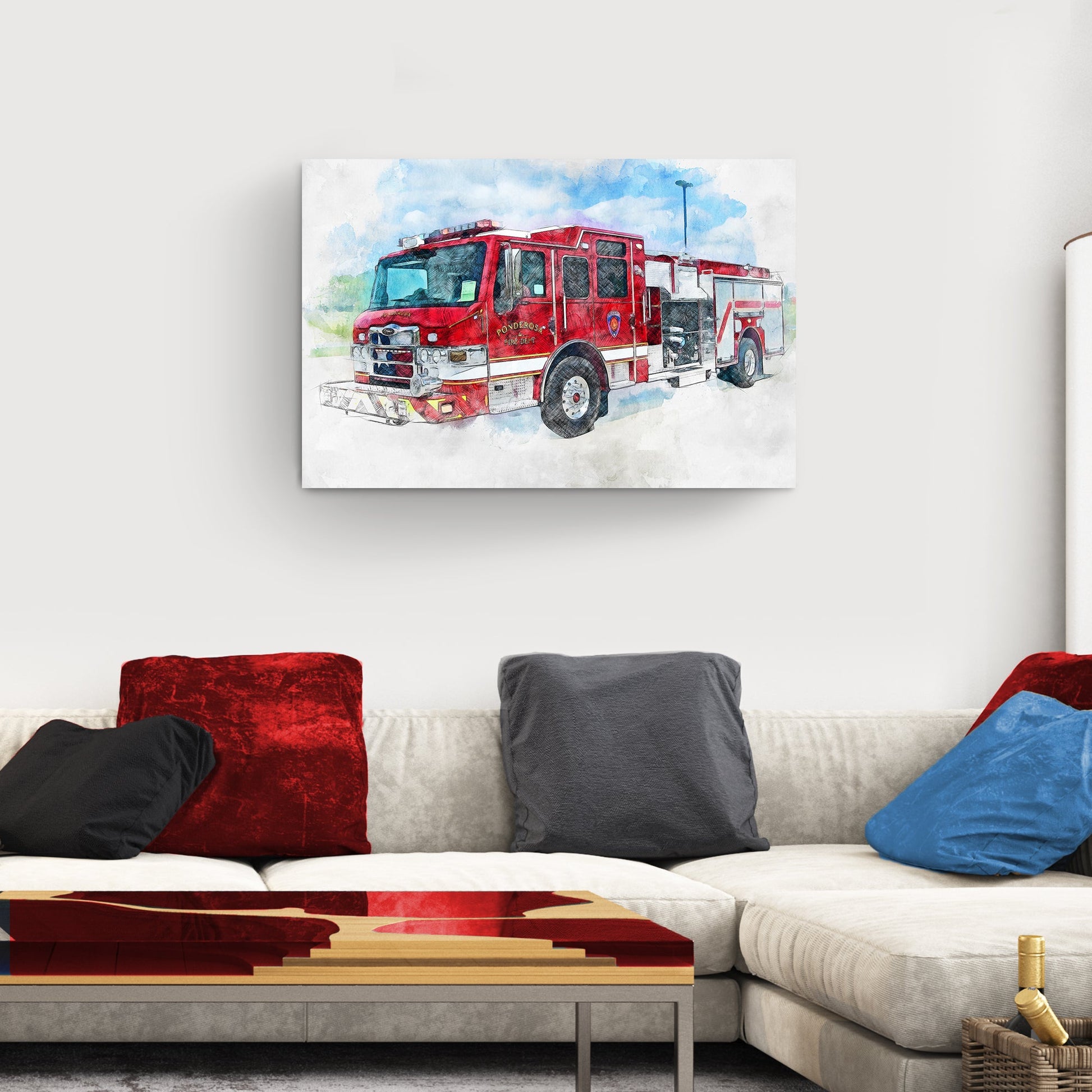 Fire Truck Fire Engine Canvas Wall Art