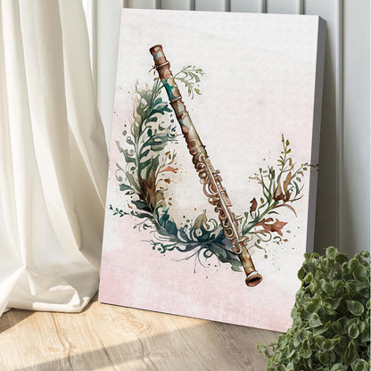 Flute Watercolor Canvas Wall Art