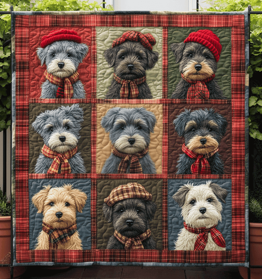 Tartan Terrier Tales Quilted Blanket - Throw (55" x 60")