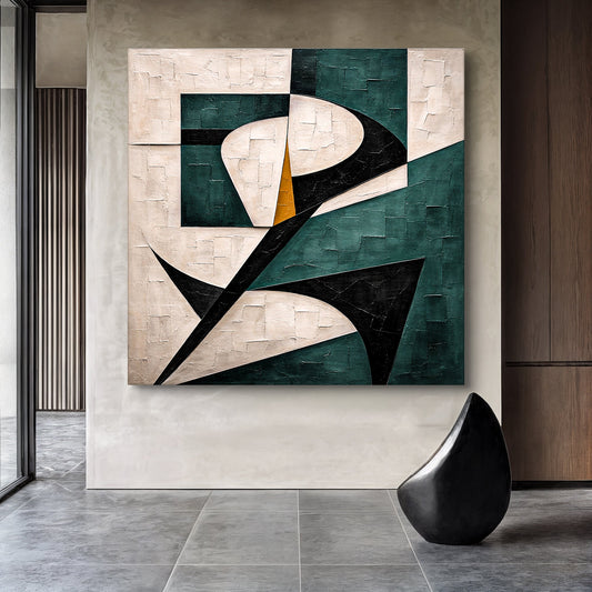 Teal Harmony Geometric Abstract Wall Art