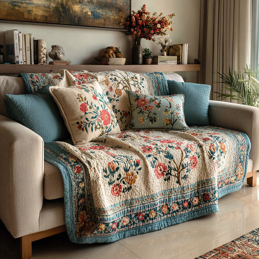 Teal Border Bloom Quilted Blanket - Baby (30" x 40") - Pack 1