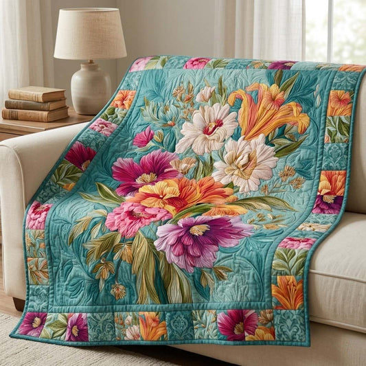 Teal Bouquet Quilted Blanket - Baby (30" x 40") - Pack 1