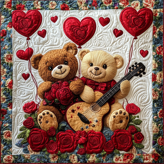 Teddy Love Harmony Quilted Blanket - Throw (55" x 60")