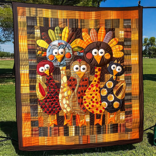 Thanksgiving Family Quilted Blanket - Throw (55" x 60")