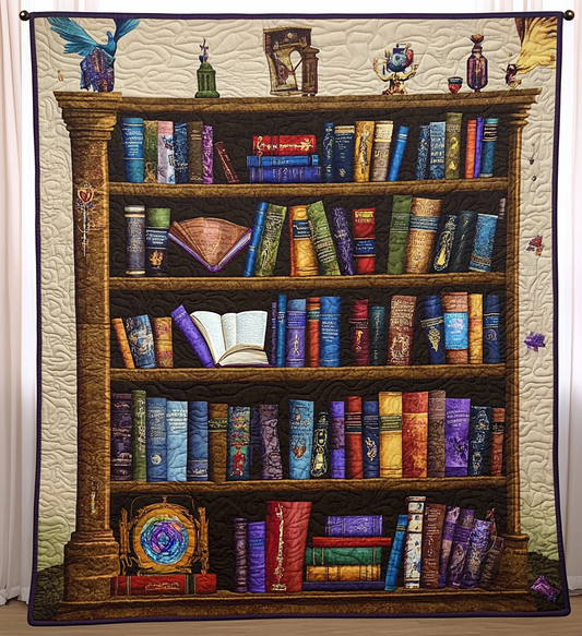 The Literary Shelf Quilted Blanket - Throw (55" x 60")