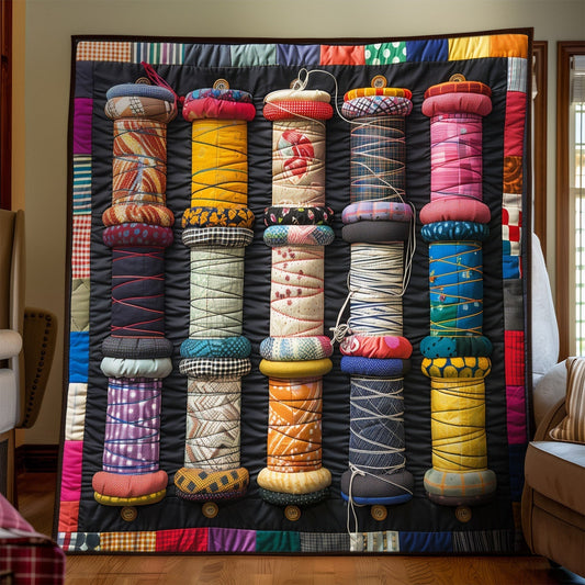 Thread Spool Symphony Quilted Blanket - Throw (55" x 60")