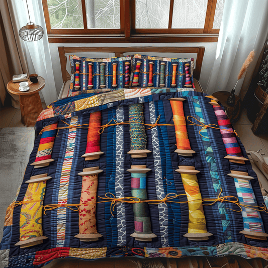 Threaded Beauty 3-Piece Quilted Bedding Set - Single (59" x 70")