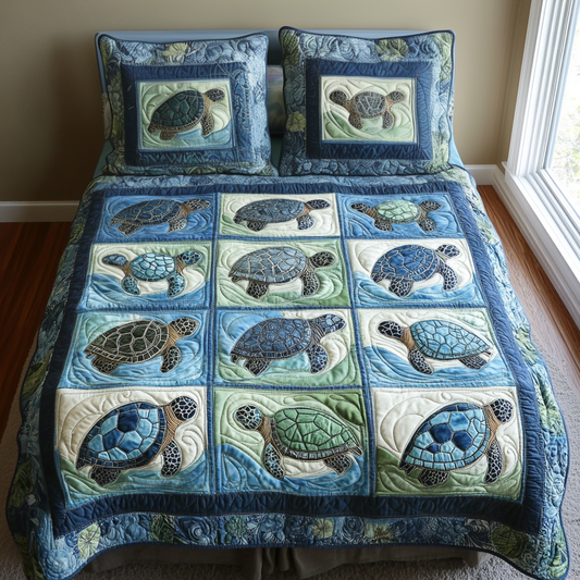 Tidal Serenity Quilted Bedding Set - Single (59" x 70")