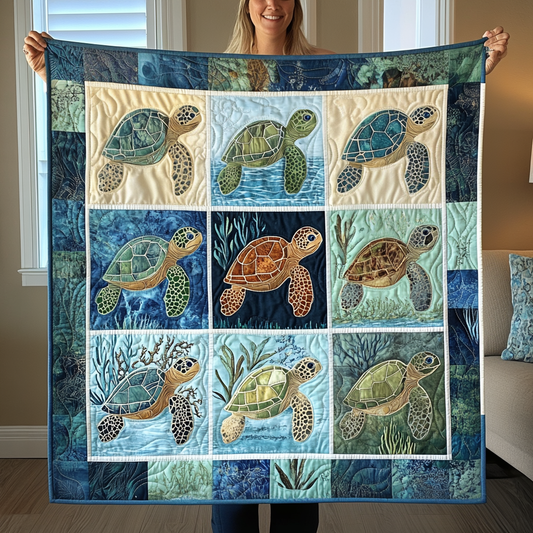 Tidal Tranquility Quilted Blanket - Throw (55" x 60")