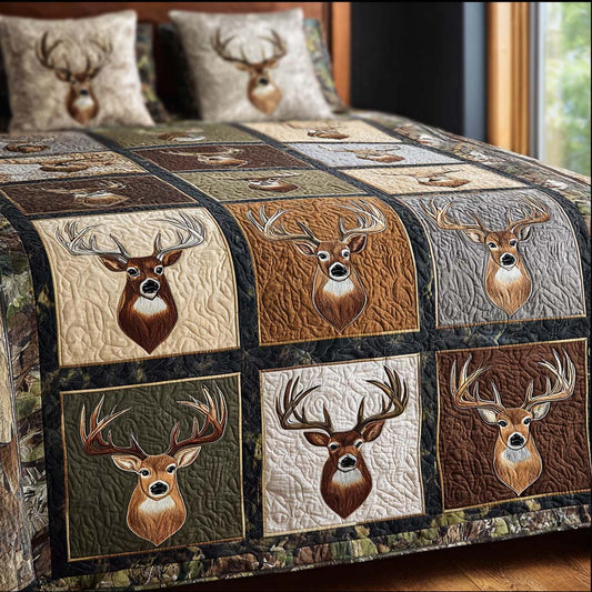 Timber Deer 3-Piece Quilted Bedding Set - Single (59" x 70")