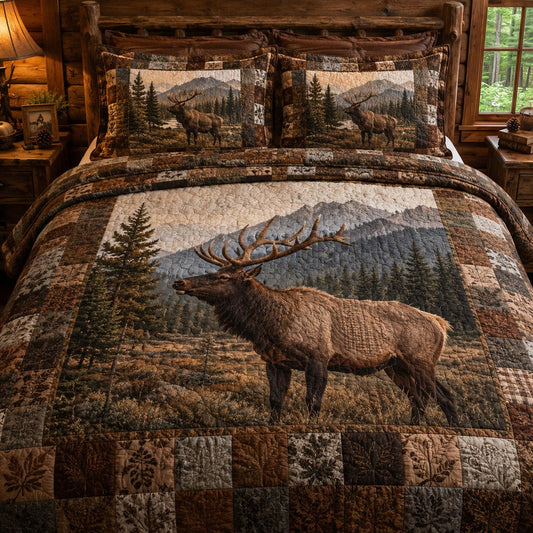 Timber Elk 3-Piece Quilted Bedding Set - Single (59" x 70")