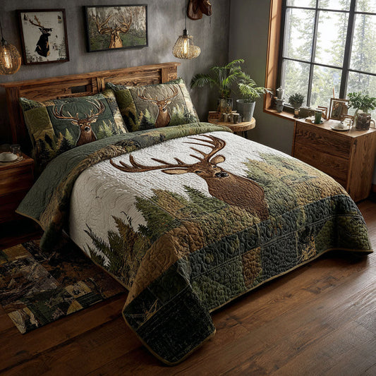 Timber Stag 3-Piece Quilted Bedding Set - Single (59" x 70")