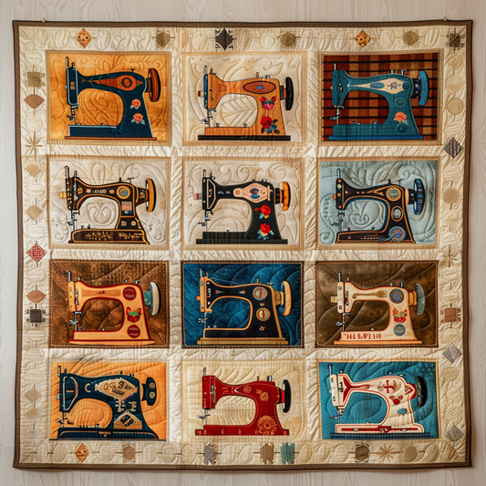 Timeless Sewing Machine Quilted Blanket - Throw (55" x 60")