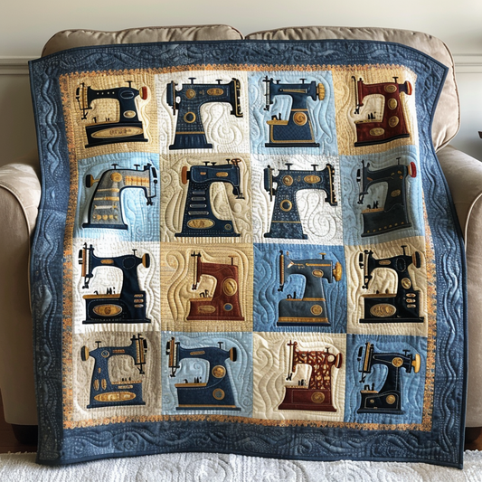Timeless Sewing Machine Quilted Blanket - Throw (55" x 60")