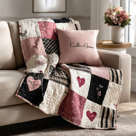 Timeless Floral Heart Quilted Blanket - Baby (30" x 40") - Pack 1