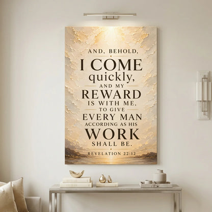 Decorative wall art with a biblical quote in a living room setting