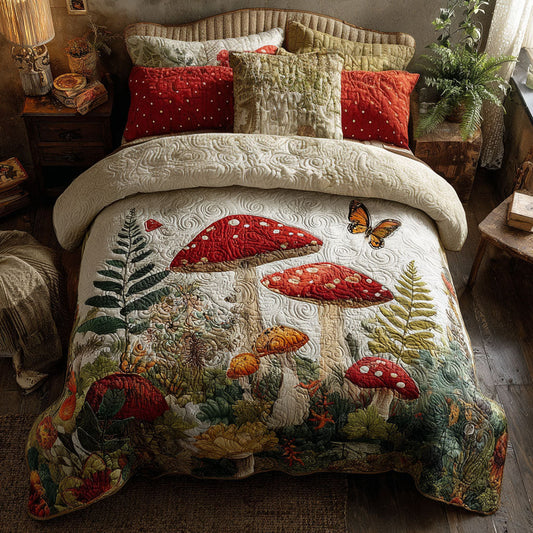 Toadstool Haven 3-Piece Quilted Bedding Set - Single (59" x 70")