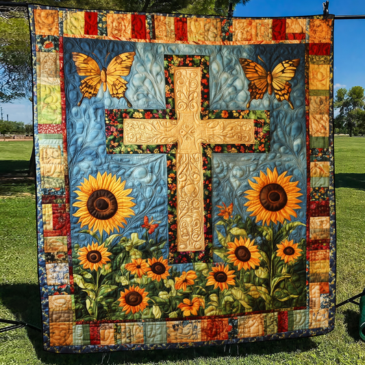 Tranquil Cross Quilted Blanket - Throw (55" x 60")