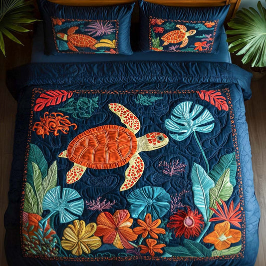 Tranquil Sea 3-Piece Quilted Bedding Set - Single (59" x 70")