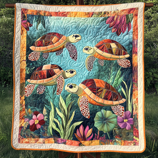 Tranquil Shells Quilted Blanket - Throw (55" x 60")