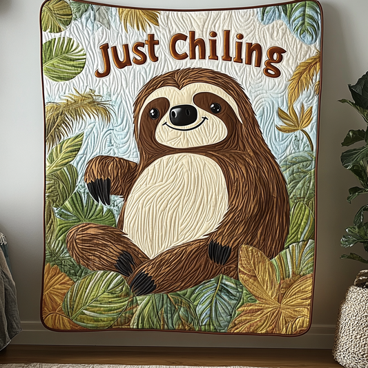 Tranquil Sloth Quilted Blanket - Throw (55" x 60")