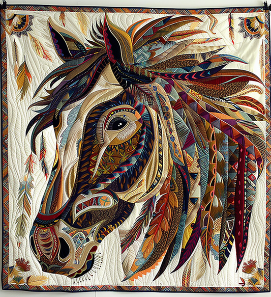 Tribal Gallop Quilted Blanket - Throw (55" x 60")