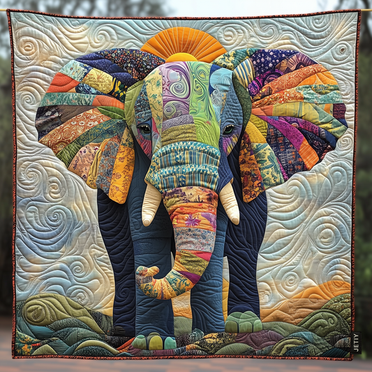 Tribal Elephant Harmony Quilted Blanket - Throw (55" x 60")