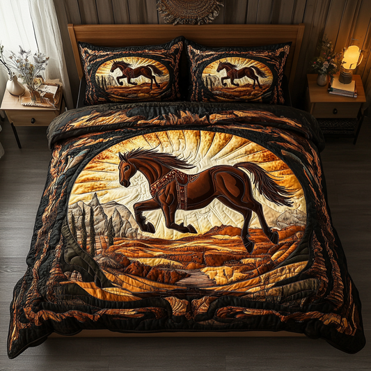 Tribal Mustang 3-Piece Quilted Bedding Set - Single (59" x 70")