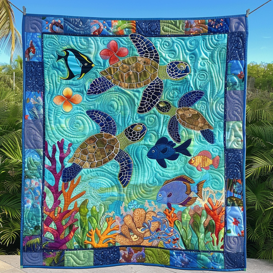 Tropical Reef Retreat Quilted Blanket - Throw (55" x 60")