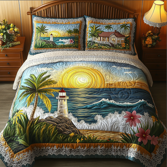 Tropical Beacon 3-Piece Quilted Bedding Set - Single (59" x 70")