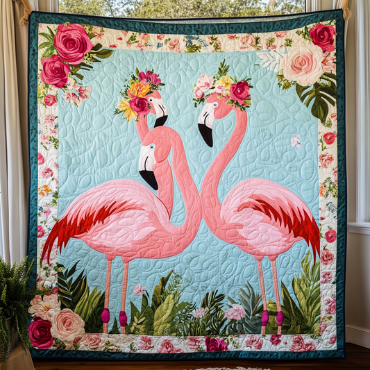 Tropical Escape Flamingo Quilted Blanket - Throw (55" x 60")