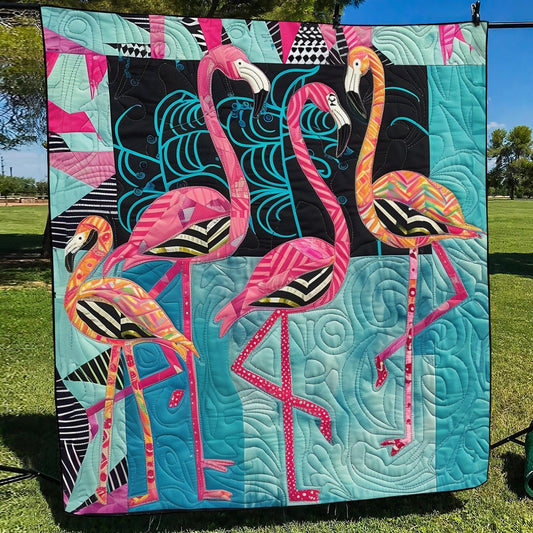 Tropical Flamingo Fantasy Quilted Blanket - Throw (55" x 60")