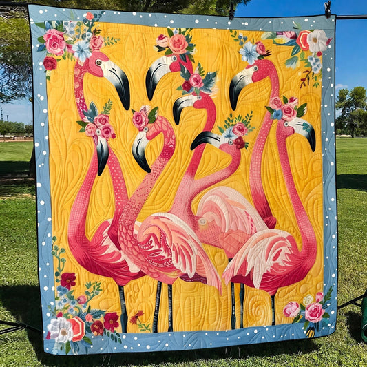 Tropical Flamingo Oasis Quilted Blanket - Throw (55" x 60")