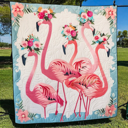 Tropical Flamingo Retreat Quilted Blanket - Throw (55" x 60")