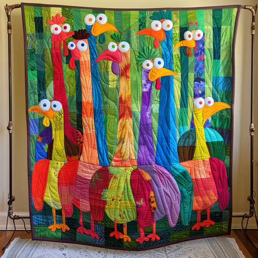 Turkey Gang Quilted Blanket - Throw (55" x 60")