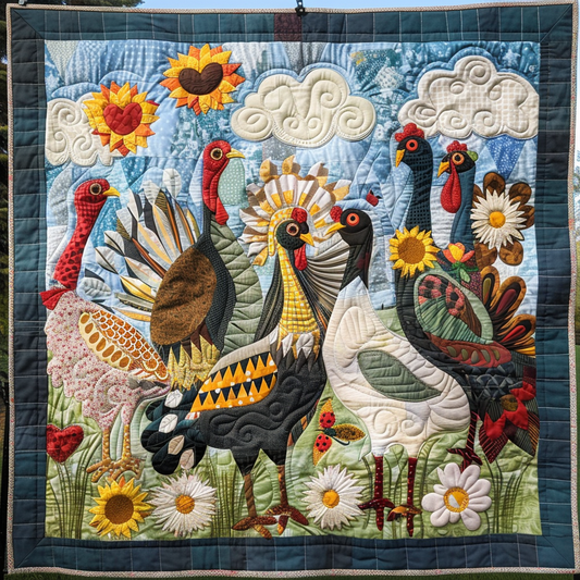 Turkey Garden Quilted Blanket - Throw (55" x 60")