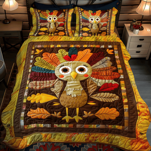 Turkey Cheer 3-Piece Quilted Bedding Set - Single (59" x 70")
