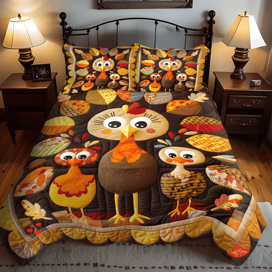 Turkey Time 3-Piece Quilted Bedding Set - Single (59" x 70")