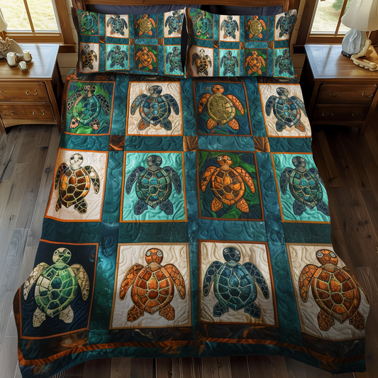 Turle Odyssey 3-Piece Quilted Bedding Set - Single (59" x 70")