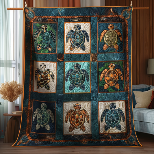 Turtle Odyssey Quilted Blanket - Throw (55" x 60")