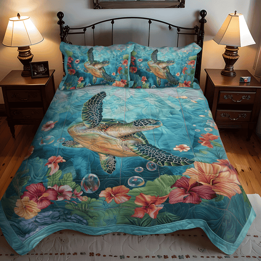 Turtle Cove 3-Piece Quilted Bedding Set - Single (59" x 70")