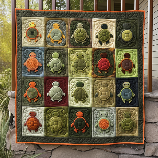 Turtle Family Reunion Quilted Blanket - Throw (55" x 60")