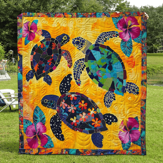 Turtle Lagoon Quilted Blanket - Throw (55" x 60")