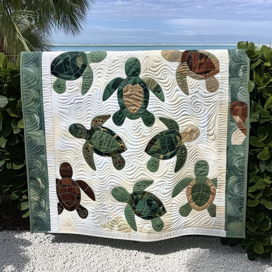 Turtle Mosaic Quilted Blanket - Throw (55" x 60")